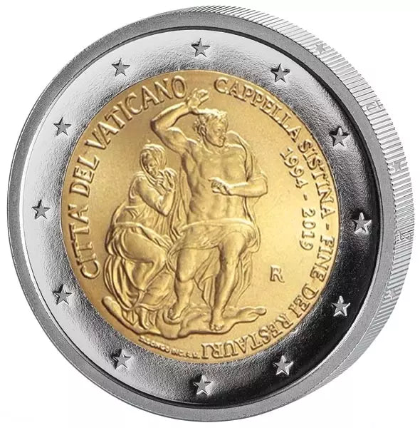 2 euros Vatican 25e anniversaire de la restauration de la chapelle Sixtine 2019