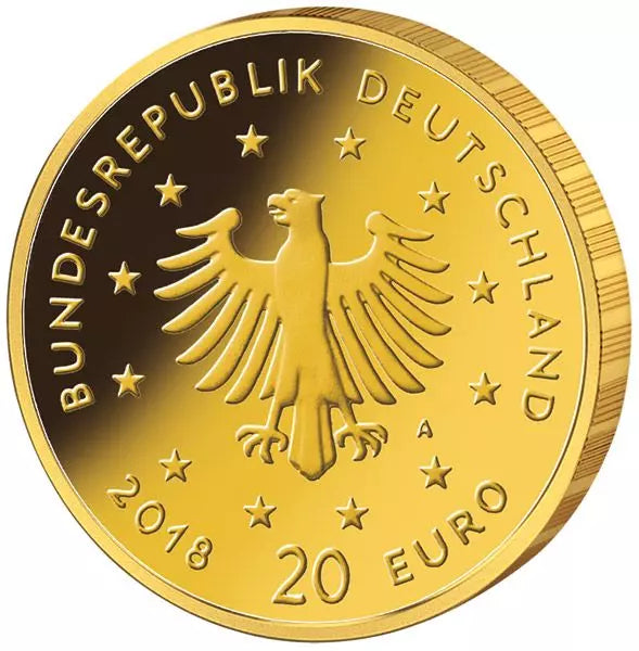 Pièce de 20 euros d'Allemagne, Oiseaux indigènes, Grand-duc d'Europe, 2018, État neuf