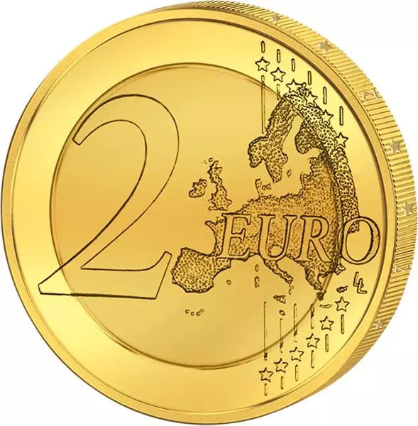 Pièce commémorative de 2 euros, motif au choix, en édition premium entièrement plaquée or