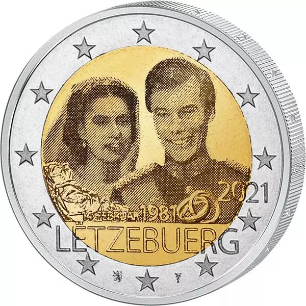 2 euros Luxembourg 40e anniversaire de mariage du couple grand-ducal Hologramme 2021