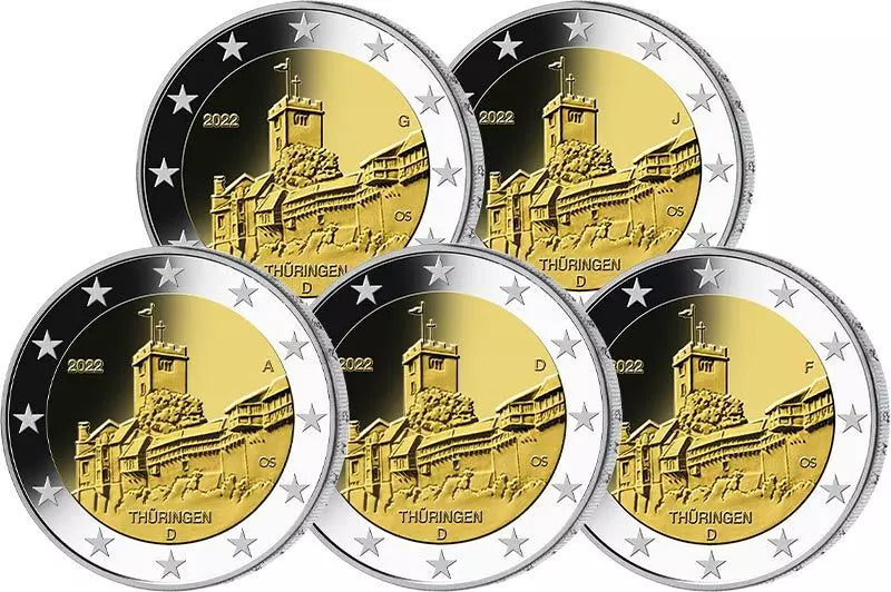 5 x 2 euros Allemagne Thuringe - Wartburg 2022
