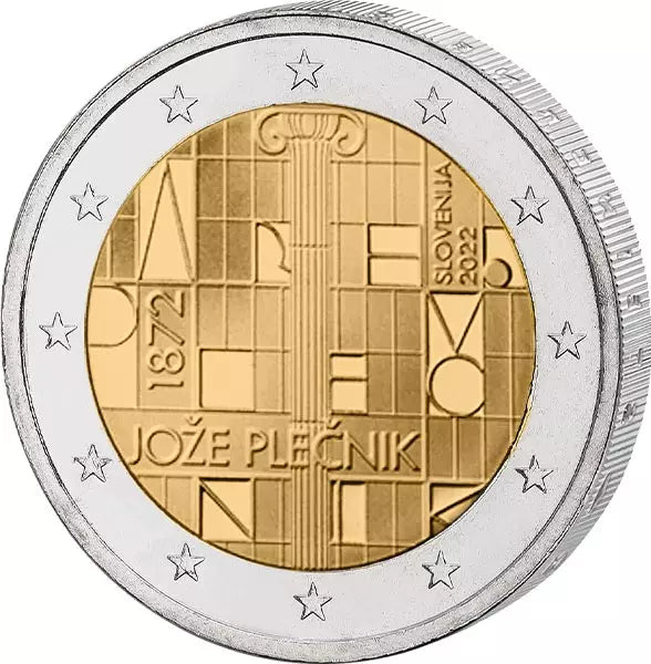 2 euros Slovénie 150e anniversaire de Joze Plecnik 2022