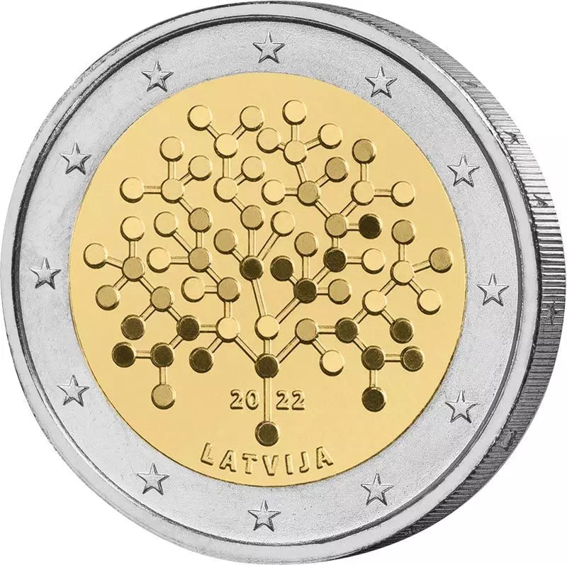 2 euros Lettonie 100 ans de la Banque de Lettonie 2022
