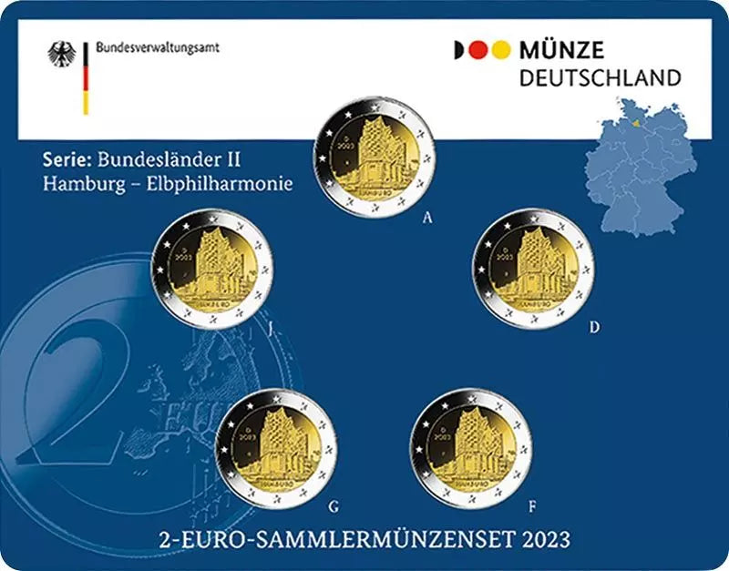 5 x 2 euros BRD Elbphilharmonie 2023