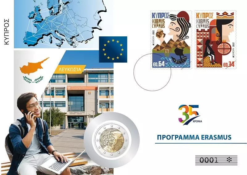 19 x 2 Euro Numisbrief Édition conjointe 35 ans du programme Erasmus 2022