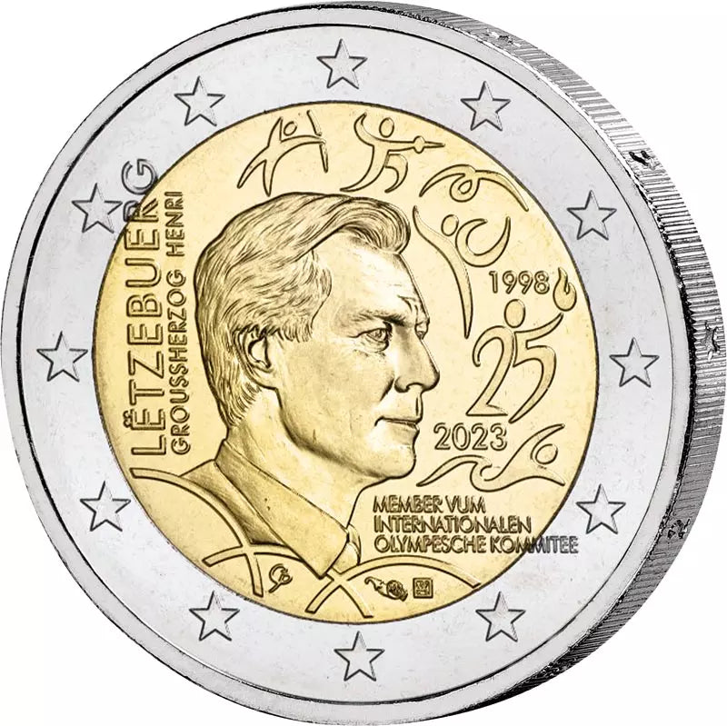 2 euros Luxembourg 25e anniversaire de l'admission du Grand-Duc Henri comme membre du CIO
