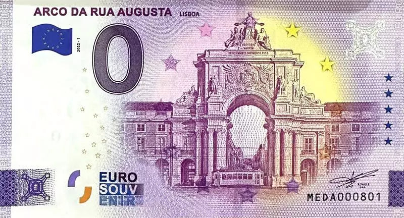 Billet de 0 euro Portugal Arco da Rua Augusta, Lisbonne 2022