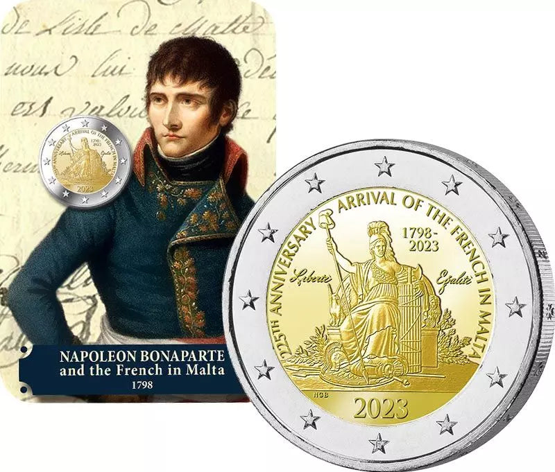 Pièce de 2 euros de Malte, Napoléon Bonaparte et les Français à Malte 2023 (carte officielle)