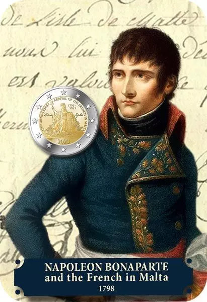 Pièce de 2 euros de Malte, Napoléon Bonaparte et les Français à Malte 2023 (carte officielle)