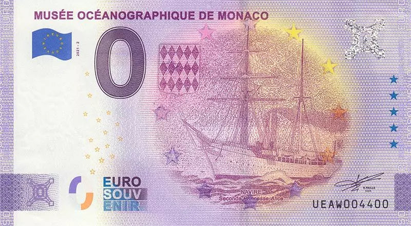 Billet de 0 euro Musée océanographique de Monaco - Voilier 2021