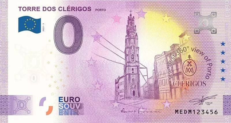 Billet de 0 euro Portugal Torre dos Clérigos 2023