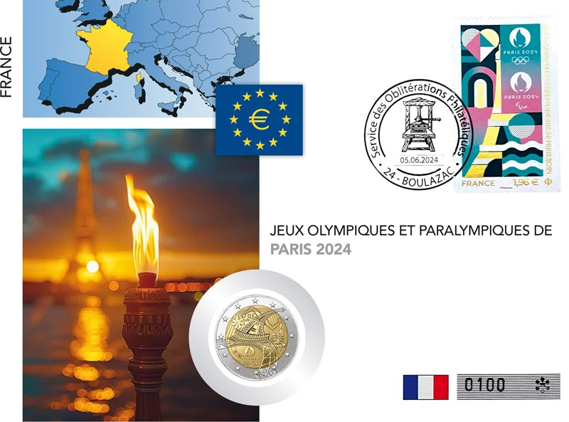 Lettre numismatique de 2 euros, France Jeux Olympiques et Paralympiques 2024