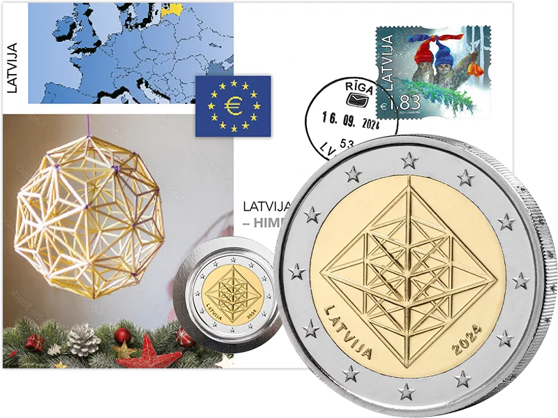 2 Euro Lettre Numismatique Lettonie Artisanat Letton Himmeli - Puzuris 2024