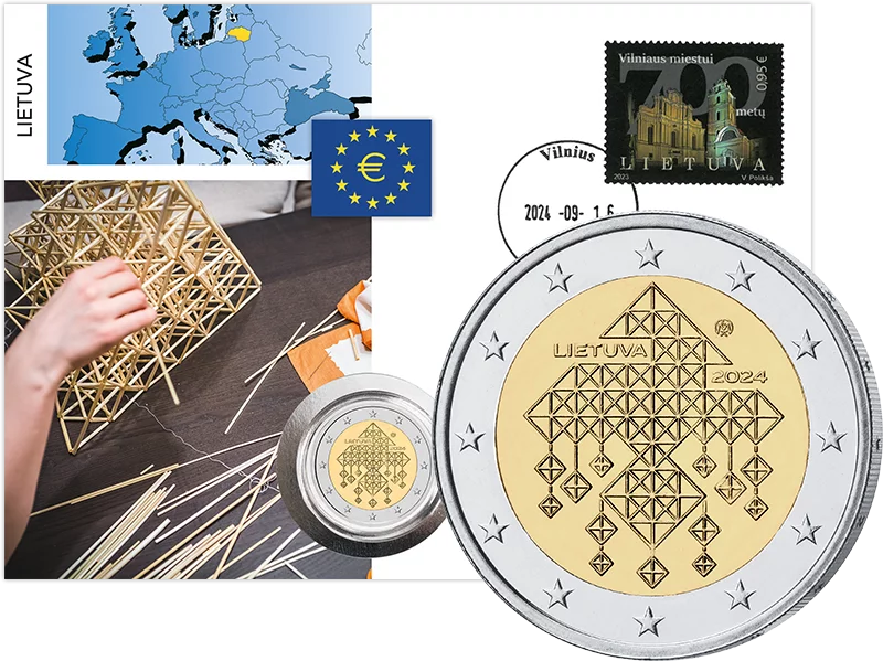 Pièce numismatique de 2 euros Lituanie Jardins de paille 2024