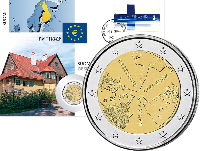 Lettre numismatique de 2 euros Finlande Architecture finlandaise 2024