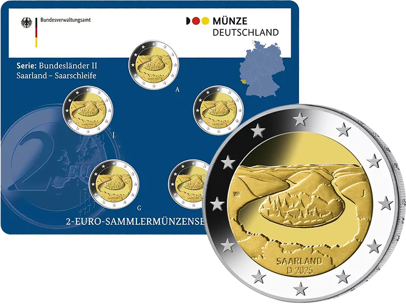 5 x 2 euros Allemagne Sarre Saarschleife 2025 Proof (A-J) incl. blister
