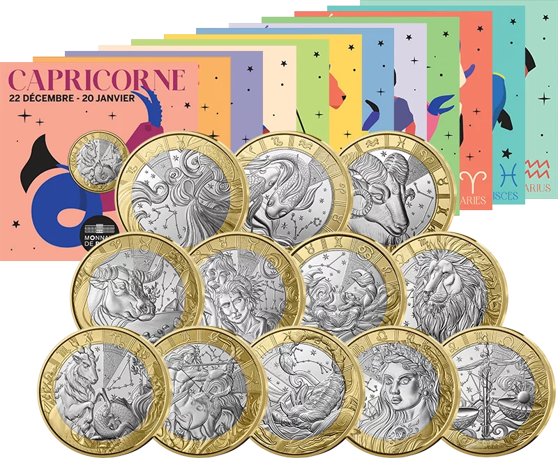 Collection complète de 12 cartes de 5 euros France - Signes du zodiaque 2025
