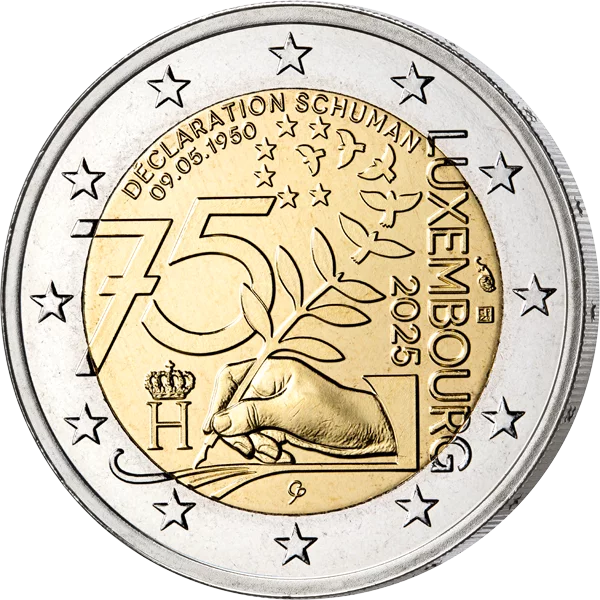 2 euros Luxembourg 75e anniversaire de la déclaration Schuman 2025