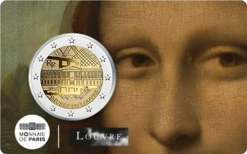 Lot de 4 cartes de 2 euros France Musée du Louvre 2025