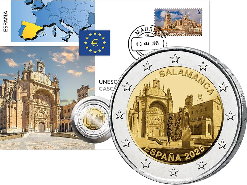 Lettre numismatique de 2 euros Espagne UNESCO Vieille ville de Salamanque 2025