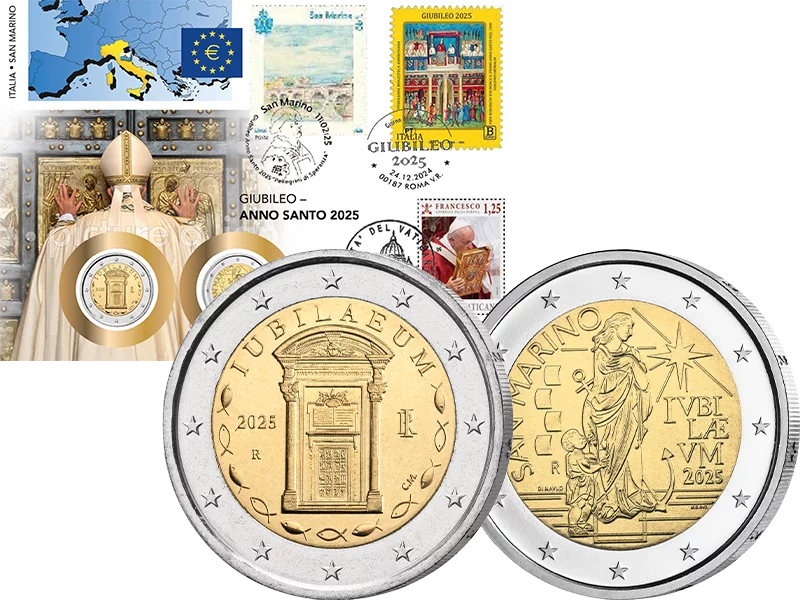 Lettre numismatique double Italie et Saint-Marin Année Sainte 2025
