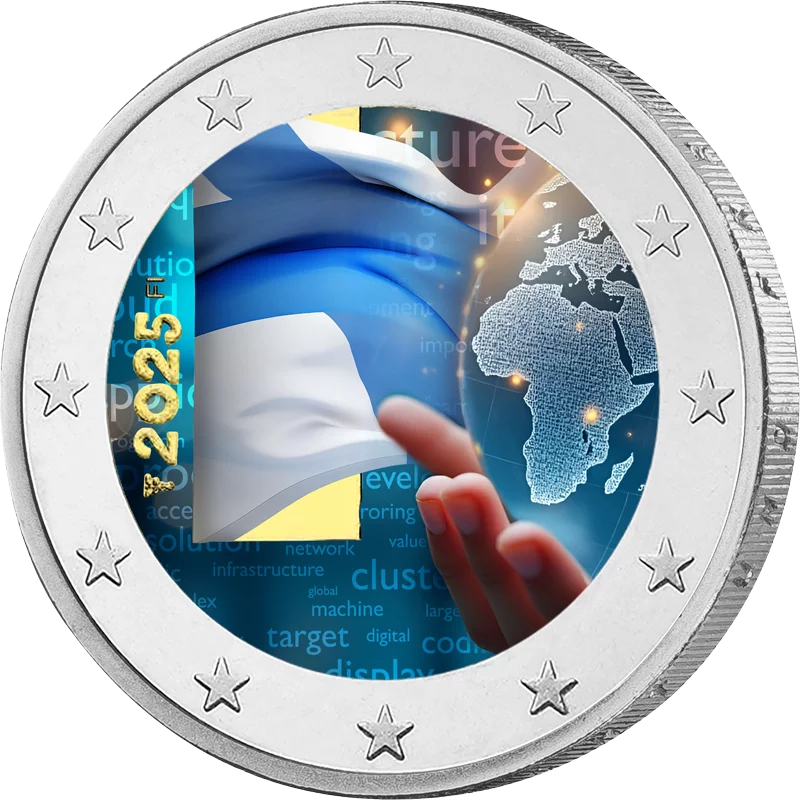 2 Euro Finland Diplomatie et politique étrangère 2025 avec application couleur