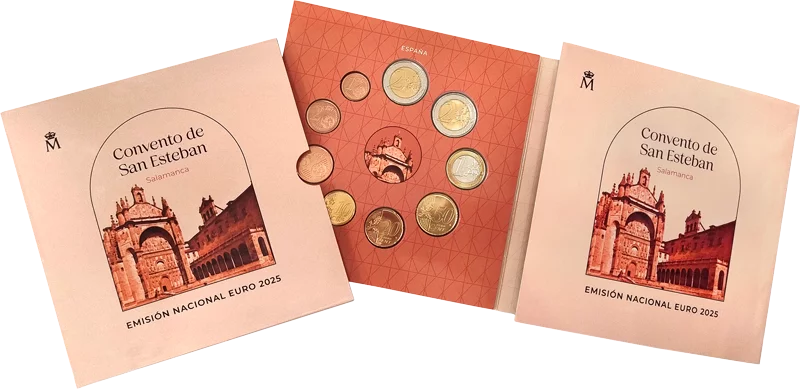 Coffret de pièces en euros Espagne 2025 comprenant une pièce de 2 euros commémorant le site du patrimoine mondial de l'UNESCO en Espagne : la vieille ville de Salamanque (2025)