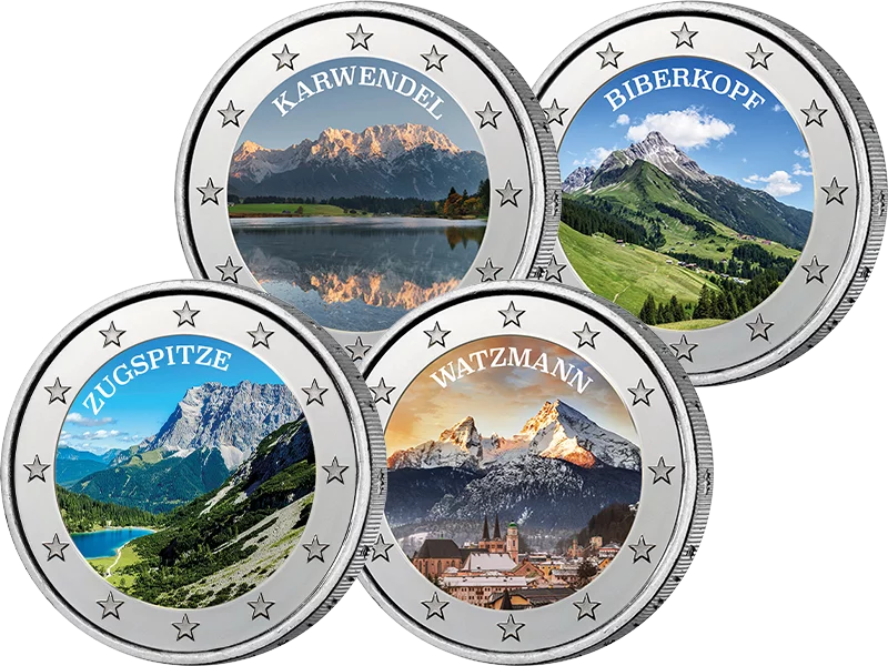 4 x 2 Euro RFA Les plus beaux panoramas alpins d'Allemagne