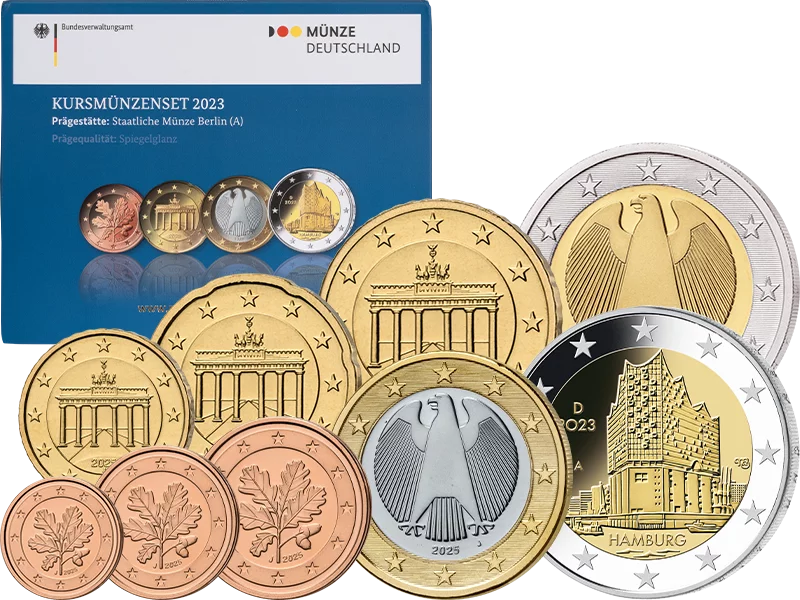 Coffret de pièces en euros Allemagne 2023 comprenant une pièce de 2 euros Elbphilharmonie 2023 (épreuve)