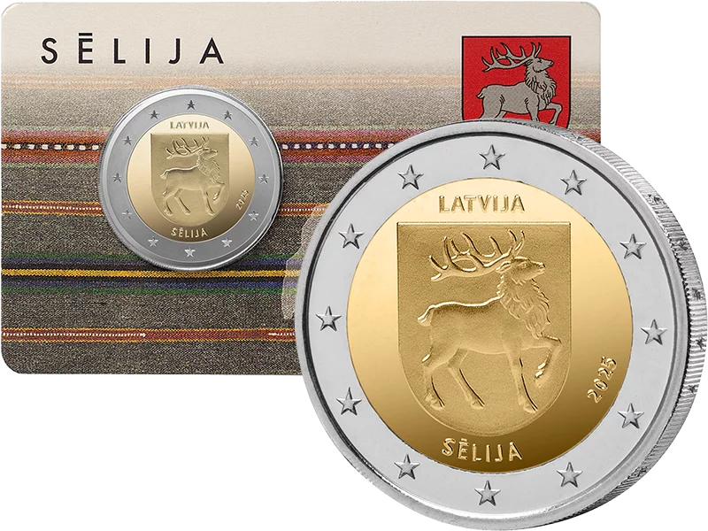 Carte de pièces de 2 euros de la région de Lettonie Selija 2025