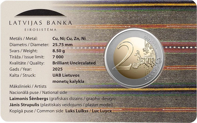 Carte de pièces de 2 euros de la région de Lettonie Selija 2025