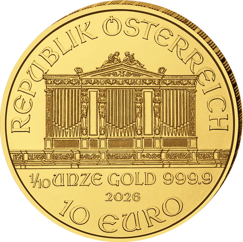 Pièce d'or de 1/10 once Autriche Philharmonie de Vienne 2026