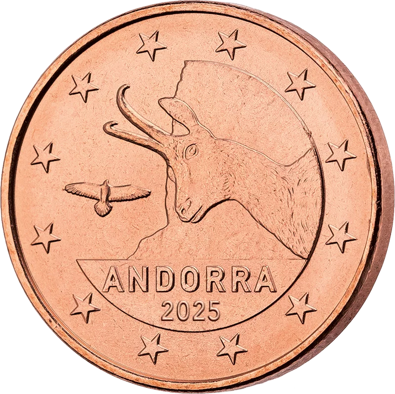 Pièces de monnaie en circulation de 1 centime à 1 euro en Andorre 2025