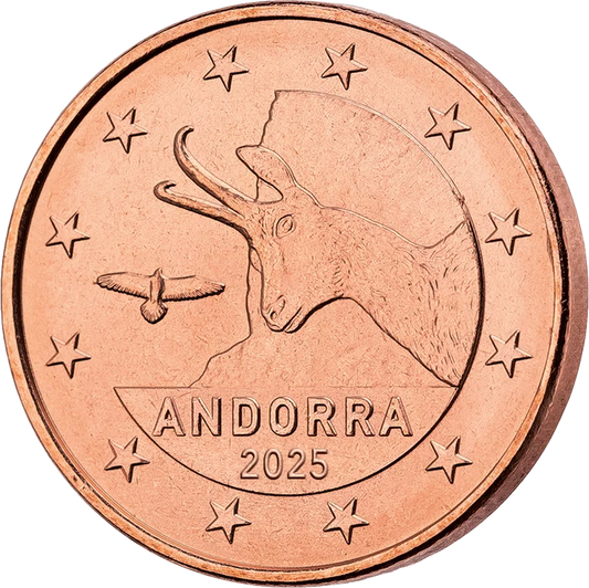 Pièces de monnaie en circulation de 1 centime à 1 euro en Andorre 2025
