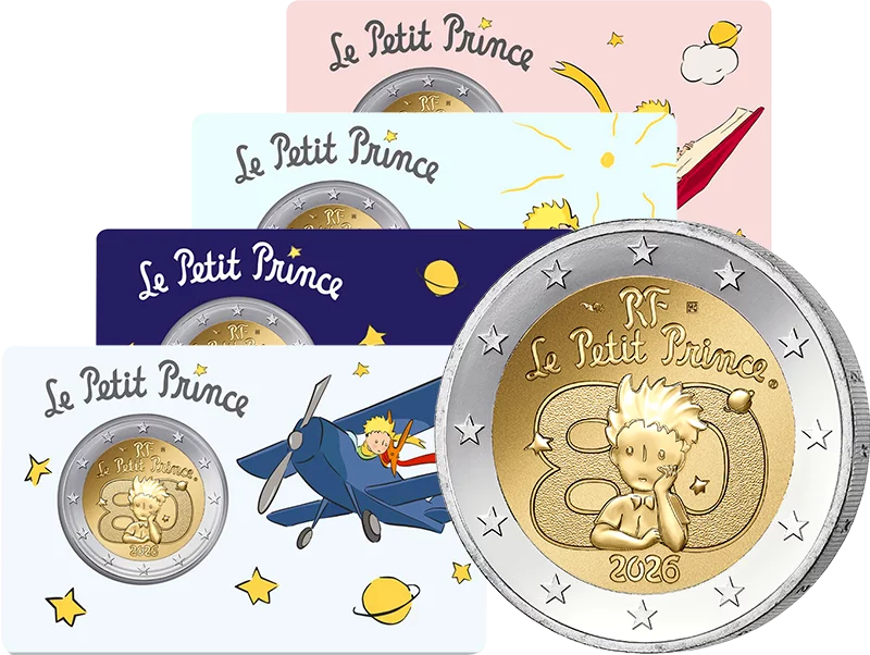 Lot de 4 pièces de 2 euros France 80e anniversaire Le Petit Prince 2026