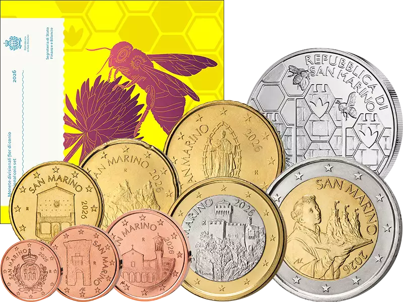Coffret de pièces en euros « Abeilles de Saint-Marin » comprenant une pièce commémorative de 5 euros 2026
