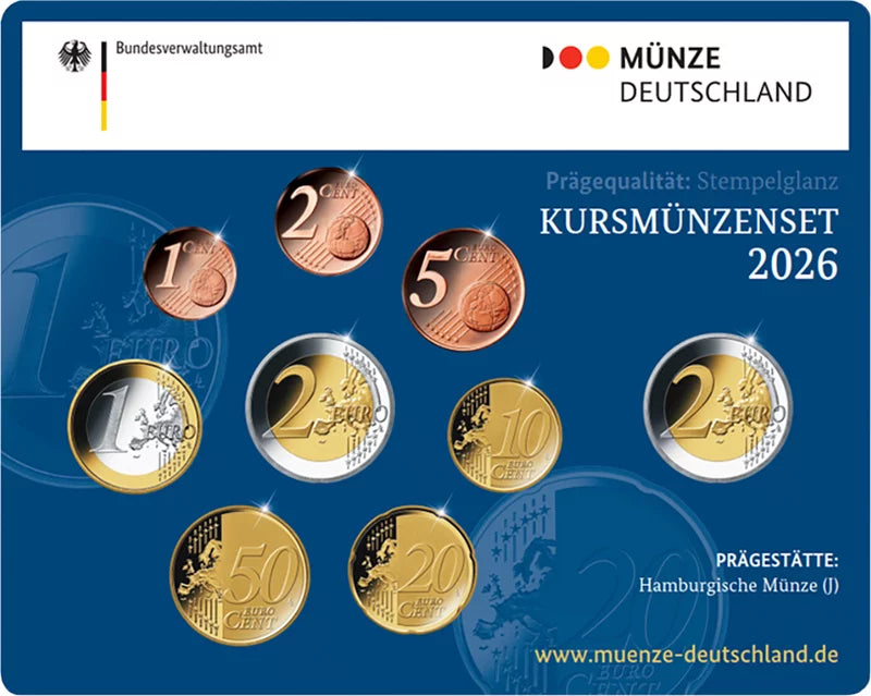 Coffret de pièces en euros Allemagne 2026 comprenant 2 euros Brême - Maison du climat 2026, non circulées