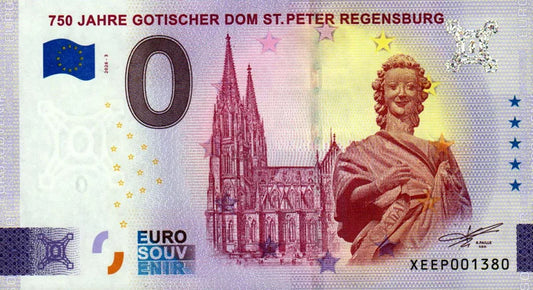 Billet de 0 euro de la République fédérale d'Allemagne, 750e anniversaire de la cathédrale Saint-Pierre, Ratisbonne, 2026