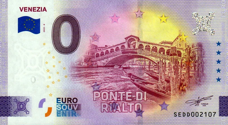 Billet de 0 euro Italie Venise - Pont du Rialto 2025