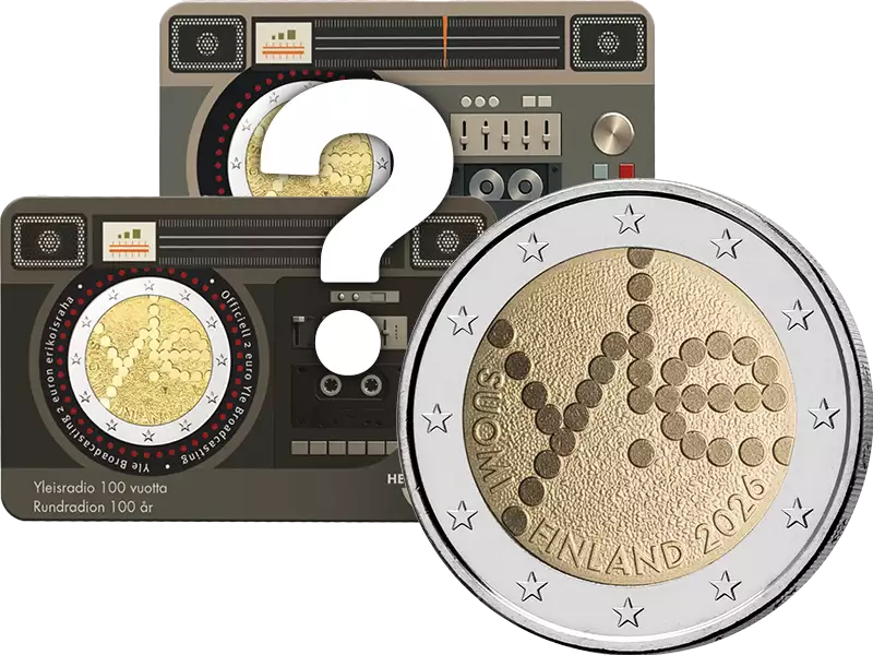 2 euros Finlande 100 ans de radiodiffusion finlandaise (Yleisradio) 2026 en carte à pièces Langue de notre choix