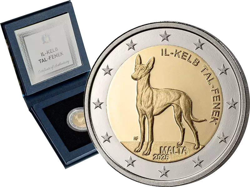 Pièce de 2 euros Malta Pharaoh Hound 2026 en état neuf