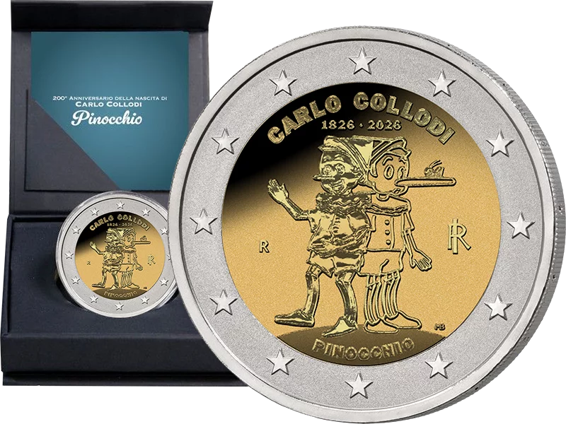 Italie 2 Euro 200ème Anniversaire Carlo Collodi - Pinocchio 2026 in Reverse Proof