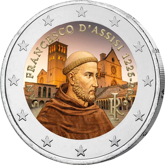 2 euros Italie 800e anniversaire de la mort de François d'Assise 2026 avec application couleur