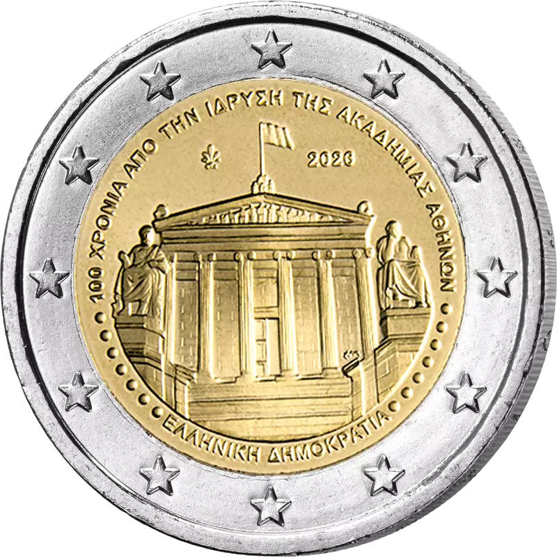 Carte de 2 euros Grèce 100 ans de l'Académie d'Athènes 2026