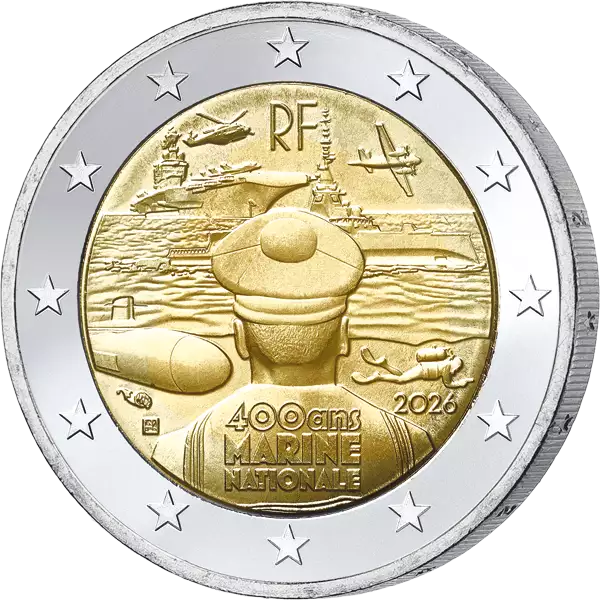 2 euros France La Marine nationale française - 400 ans d'expérience 2026