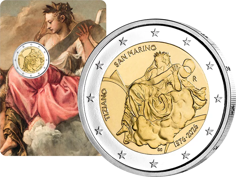 Pièce de 2 euros Saint-Marin, édition premier jour, 450e anniversaire de la mort du Titien, 2026