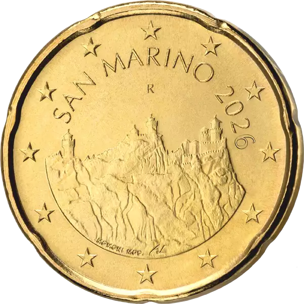 Pièces de circulation de Saint-Marin : 20 centimes + 50 centimes + 1 euro + 2 euros, 2026