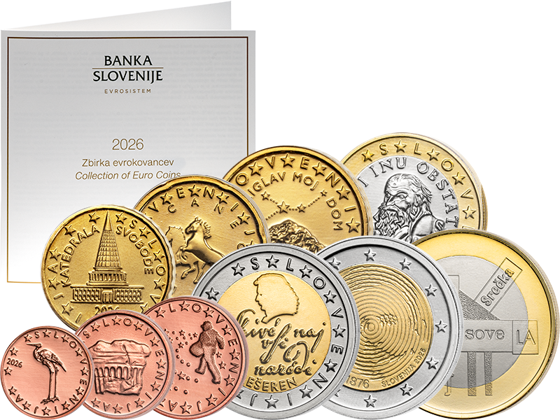 Coffret de pièces slovènes en euros comprenant des pièces commémoratives de 2 et 3 euros (2026)