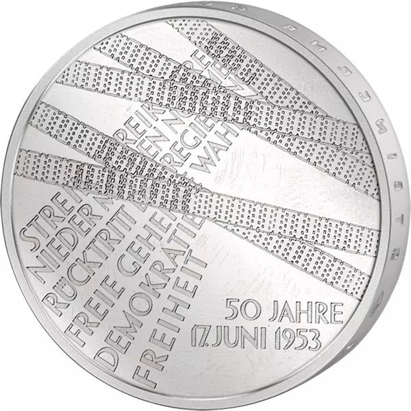 Pièce de 10 euros, République fédérale d'Allemagne, 50e anniversaire du soulèvement populaire du 17 juin 1953, 2003, état neuf