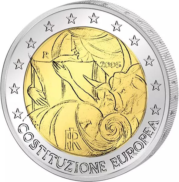 2 euros Italie 1 an Constitution européenne 2005